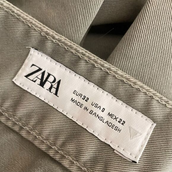 Zara Cargo Pocket Pants Mid Rise Cotton Size 32 or 0 NWT - Picture 6 of 7